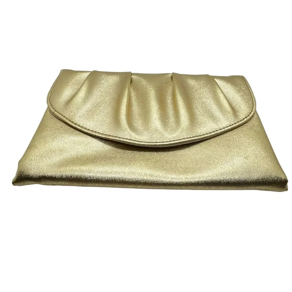 Avon Polished Gold Evening Bag 1978 Pleated Clutch Purse Party New Years w/ Box